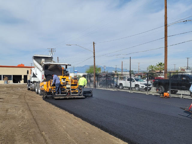 recycled asphalt being laid